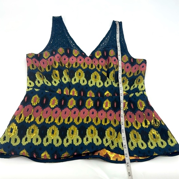 Anthropologie HD In Paris Yana Brocade Metallic Crochet Peplum Sleeveless Top - Picture 11 of 12